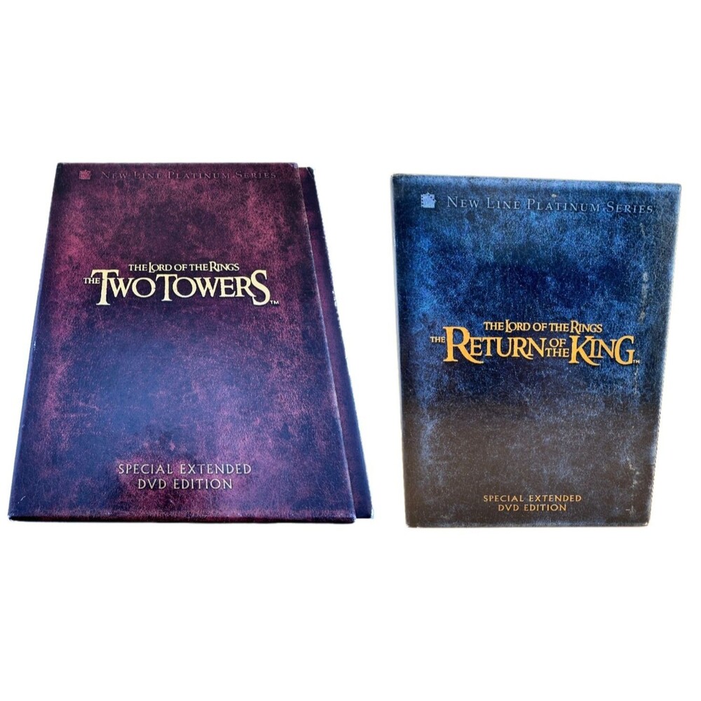 Lord of the Rings Two Towers & Return of the King Extended DVD Box Set Lot